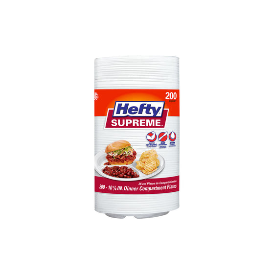 Hefty Supreme 3-Section 10 1/4" Foam Plate (200 ct.) Pack of 2