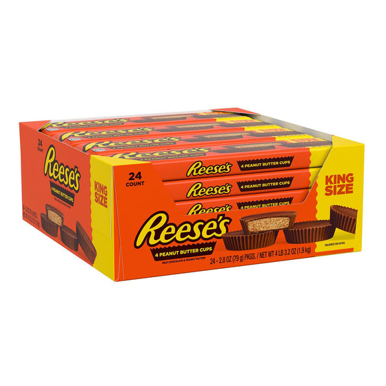 REESE'S Milk Chocolate Peanut Butter King Size Cups Candy (2.8 oz. bars, 24 ct.)