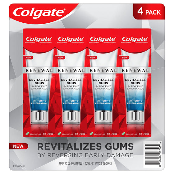 Colgate Renewal Gum Toothpaste, Whitening Restoration, Cool Mint Gel Formula (3.2 oz., 4 pk.)