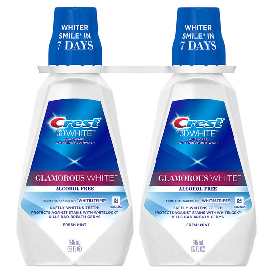 Crest 3D White Glamorous White Alcohol Free Whitening Mouthwash, Fresh Mint (32 fl. oz.)