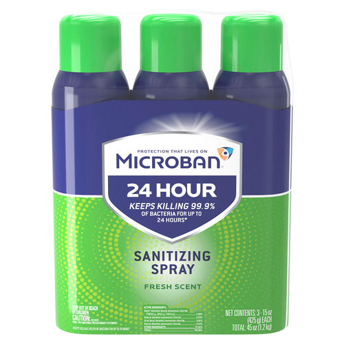 Microban 24-Hour Disinfectant Sanitizing Spray, Fresh Scent (15 oz., 3 pk.) Pack of  2