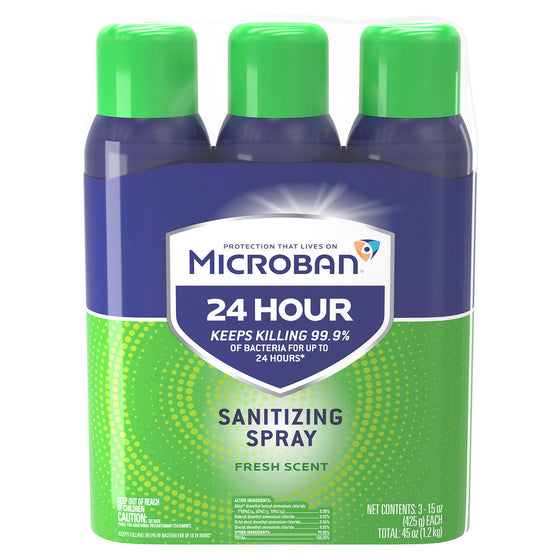 Microban 24-Hour Disinfectant Sanitizing Spray, Fresh Scent (15 oz., 3 pk.) Pack of  2