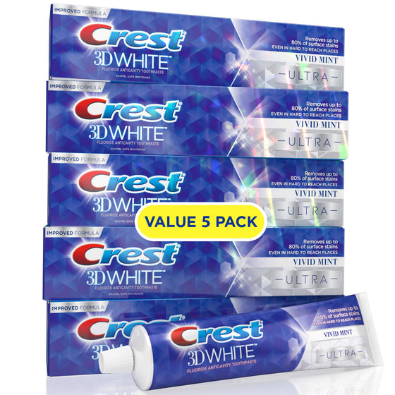 Crest 3D White Ultra Whitening Toothpaste, Vivid Mint (5.6 oz., 5 pk.)