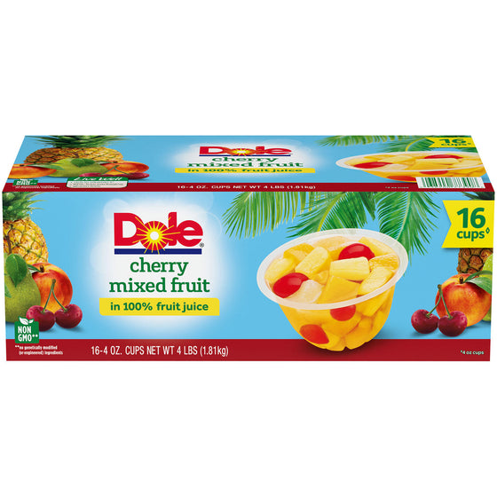 Dole Fruit Bowls Cherry Mixed Fruit in 100% Fruit Juice (4 oz., 16 ct.)
