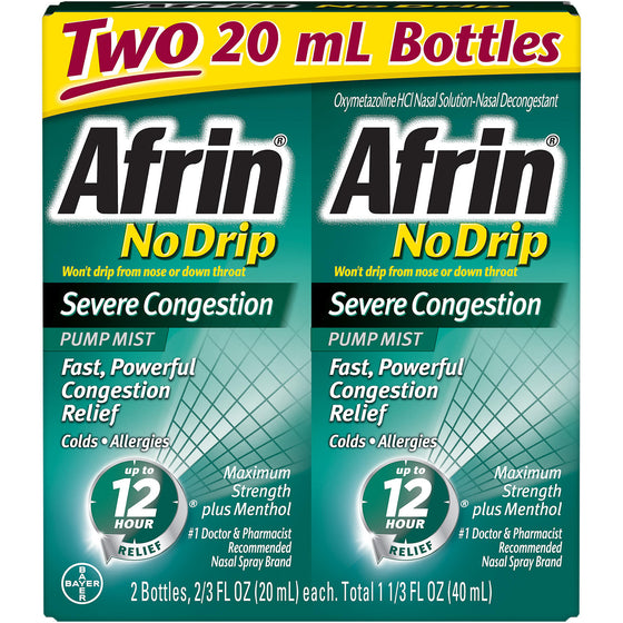 Afrin No Drip Severe Congestion Nasal Spray (20 ml each, 2 pk.)