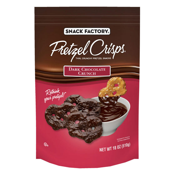 Snack Factory Pretzel Crisps, Dark Chocolate Crunch (18 oz.) pack of 2