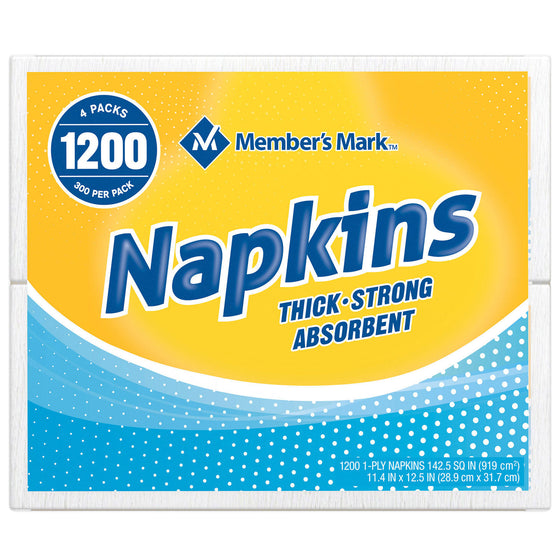 Member's Mark 1-Ply Everyday White Napkins, 11.4" x 12.5" (4 pk., 300 ct. per pack)