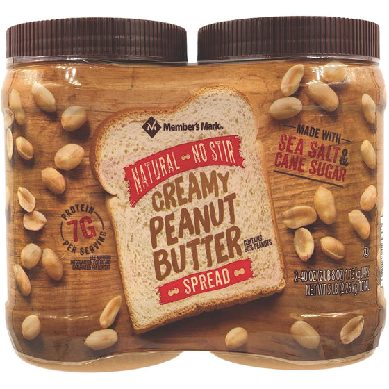 Natural No Stir Creamy Peanut Butter Spread (40 oz., 2 ct.)