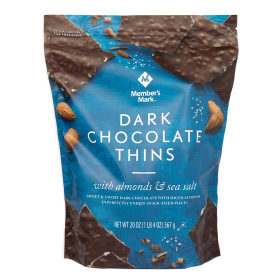 Member's Mark Dark Chocolate Thins With Almonds & Sea Salt (20oz)