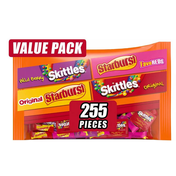Starburst & Skittles Chewy Candy Assorted Bulk Variety Pack (255 ct., 6.5lbs)