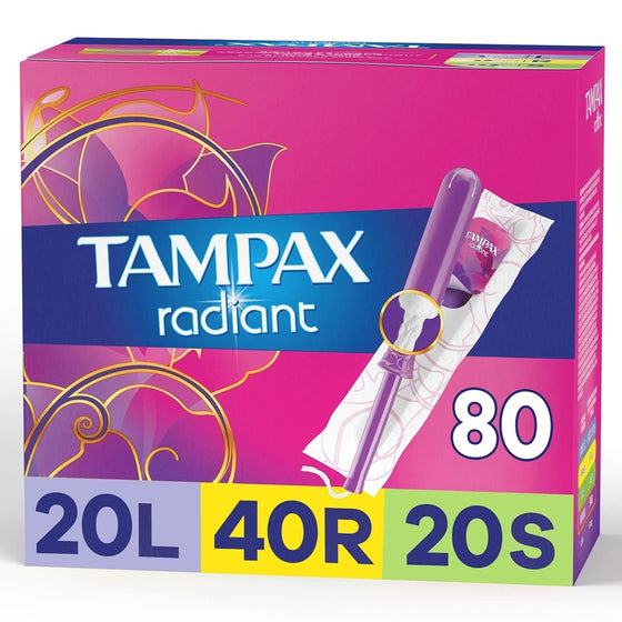 Tampax Radiant Tampons Trio Pack, Light/Regular/Super, Unscented (80 ct.)