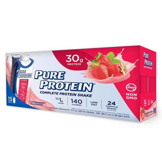 Pure Protein Strawberry Protein Milkshake (11 fl. oz.,15 ct.)