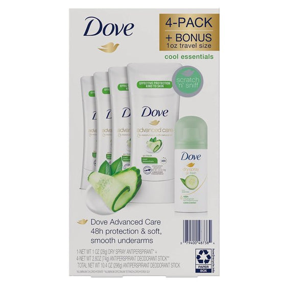 Dove Antiperspirant Deodorant Cool Essentials (2.6oz., 4 pk.)
