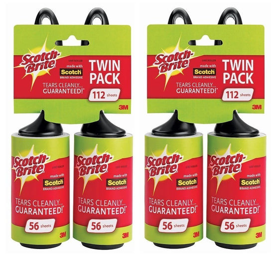 Scotch-Brite Lint Roller Twin Pack, 56 Ct (Pack of 4)