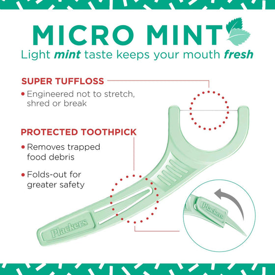 Plackers Micro Mint Dental Floss Picks, 150 Ct, 4 pk