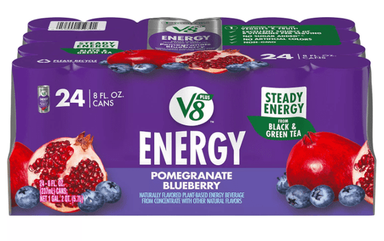 V8 +Energy, Healthy Energy Drink, Natural Energy from Tea, Pomegranate Blueberry (8 fl. oz., 24 pk.)