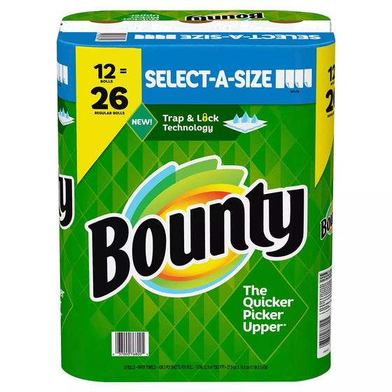 Bounty Select-A-Size 2-Ply Paper Towels, White (108 sheets/roll, 12 rolls)