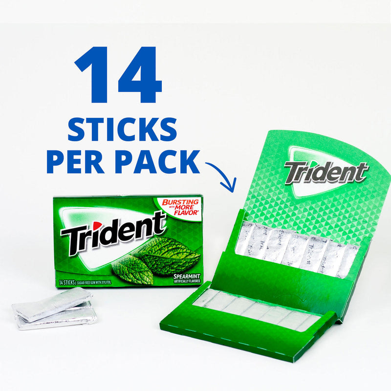 Trident Spearmint Sugar Free Gum, 15 Packs of 14 Pieces (210 Total Pieces)