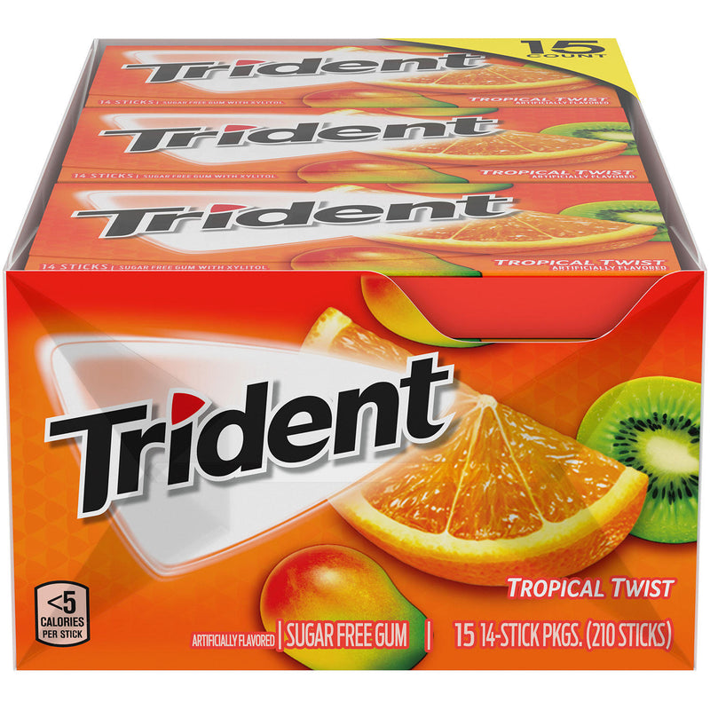 Trident Tropical Twist Sugar Free Gum (14 pieces, 15 pk.)