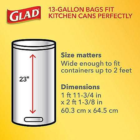 Glad Tall Kitchen Drawstring Grey Trash Bags – ForceFlex Plus With Clorox, Lemon Fresh Bleach Scent (13 gal., 120 ct.)