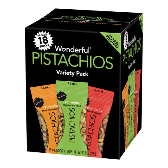 Wonderful Pistachios No Shells Variety Pack (0.75 oz., 18 pk.)