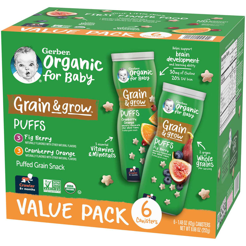 Gerber Organic Puffs, Variety Pack (1.48 oz., 6 pk.)