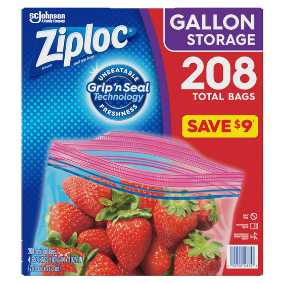 Ziploc Easy Open Tabs Storage Gallon Bags (208 ct.)