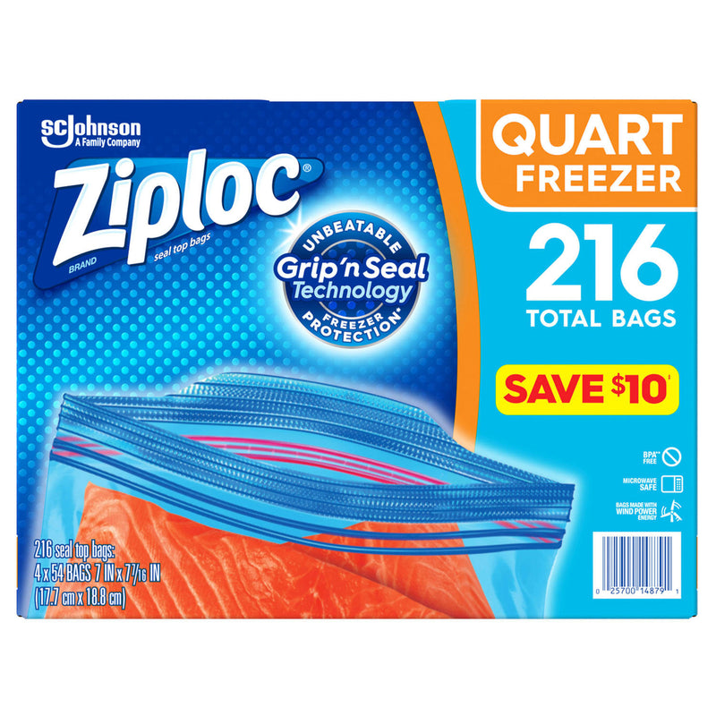 Ziploc Easy Open Tabs Freezer Quart Bags (216 ct.)