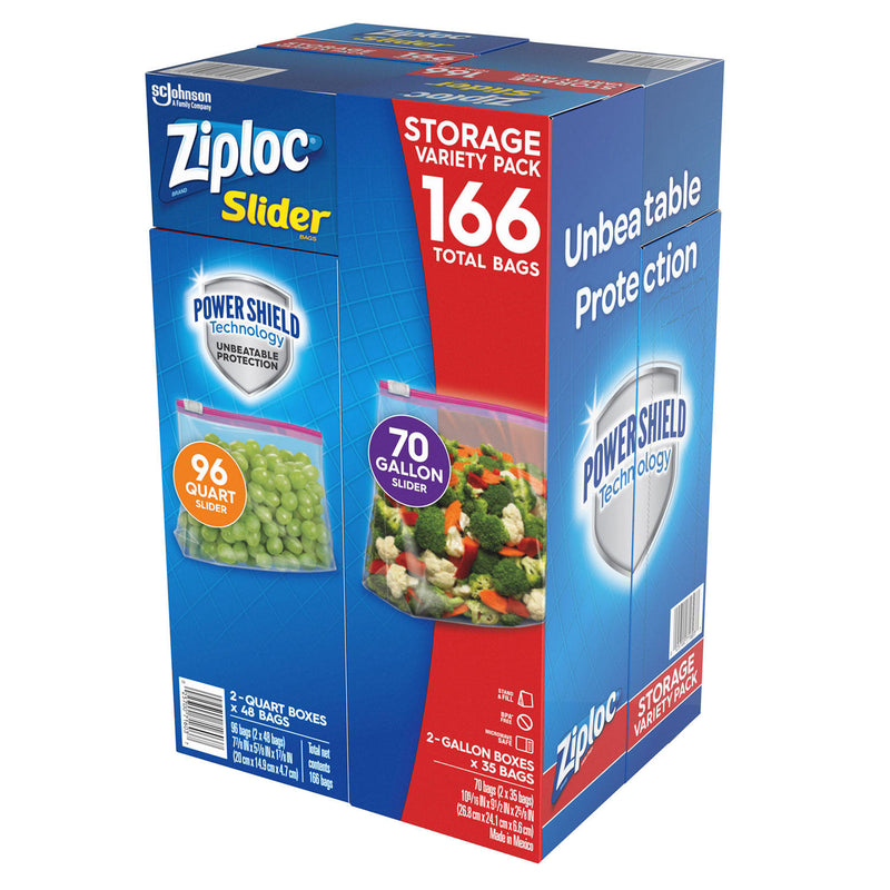 Ziploc Slider Storage Bags 166 Count Variety Pack: Quart (96 ct.), Gallon (70 ct.)