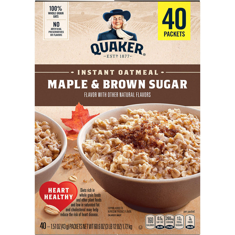 Quaker Instant Oatmeal, Maple Brown Sugar (40 pk.)