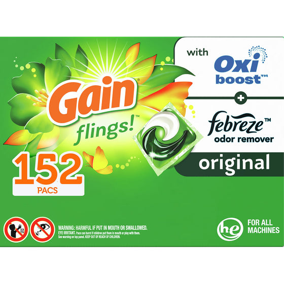 Gain Flings! Liquid Laundry Detergent Pacs, Original Scent (152 ct.)