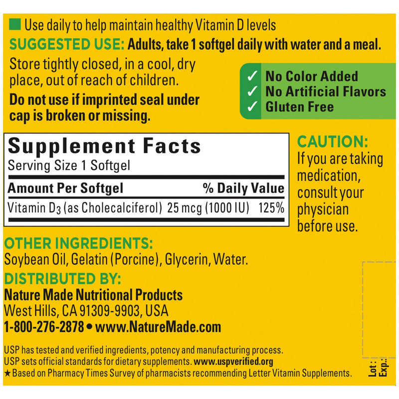 Nature Made Vitamin D3, 650-Ct Softgels