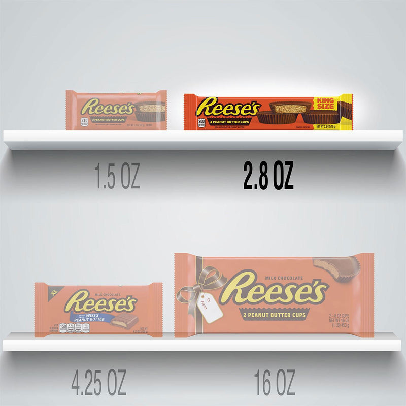 REESE'S Milk Chocolate Peanut Butter King Size Cups Candy (2.8 oz. bars, 24 ct.)