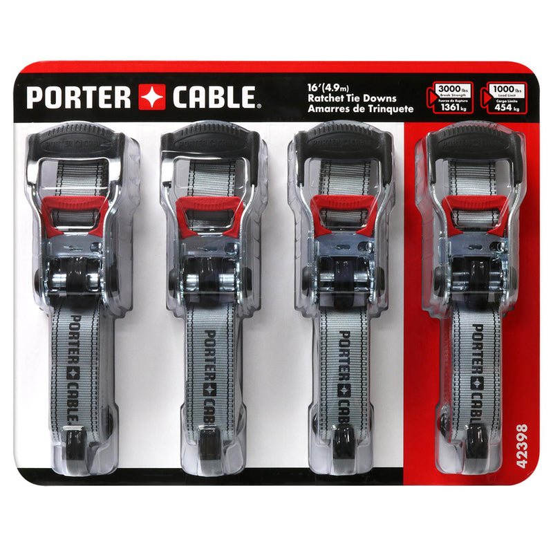 Porter Cable 1.5"X 16' Rachet Tie Down Set (4 Pc.)