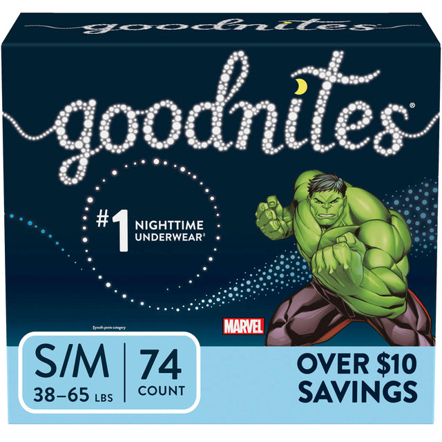 GoodNites Bedtime Underwear for Boys (S-M, 74 Ct.)