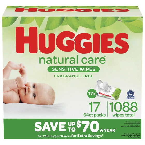 Huggies Natural Care Sensitive Baby Wipe Refill, Fragrance Free (1,088 ct.)