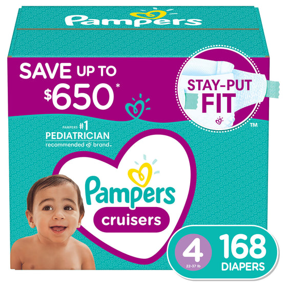Pampers Cruisers Diapers Size:   4 - 168 ct. (22 - 37 lb.)