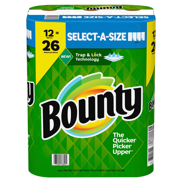 Bounty Select-A-Size Paper Towels, White (108 sheets/roll, 12 ct.)