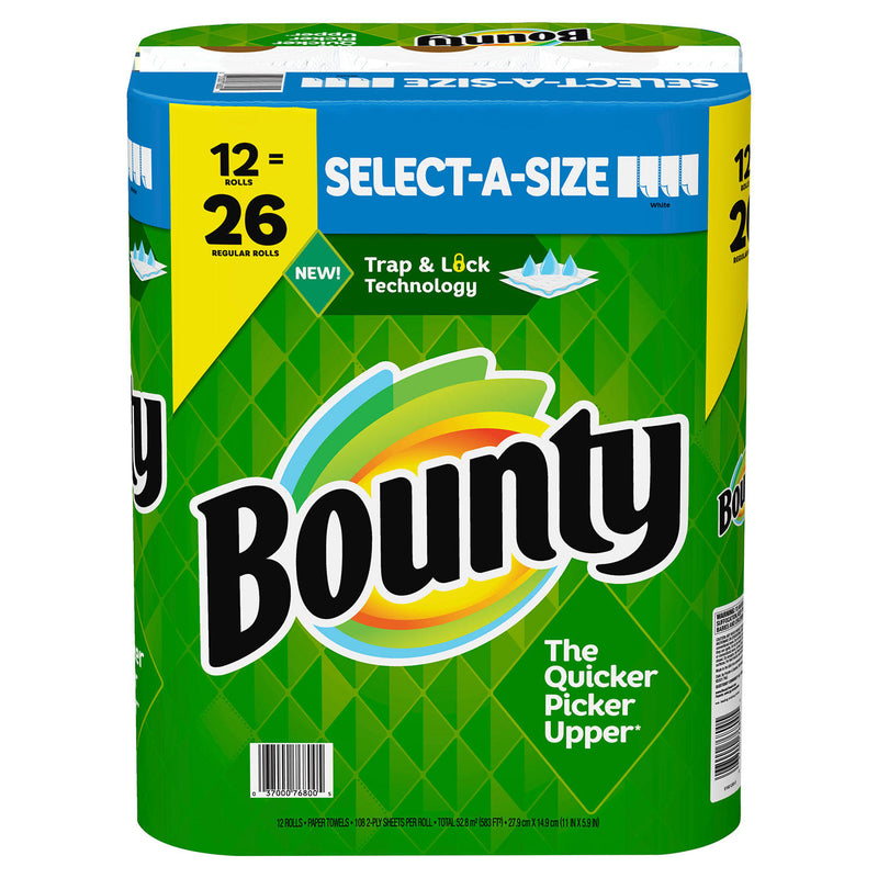 Bounty Select-A-Size Paper Towels, White (108 sheets/roll, 12 ct.)