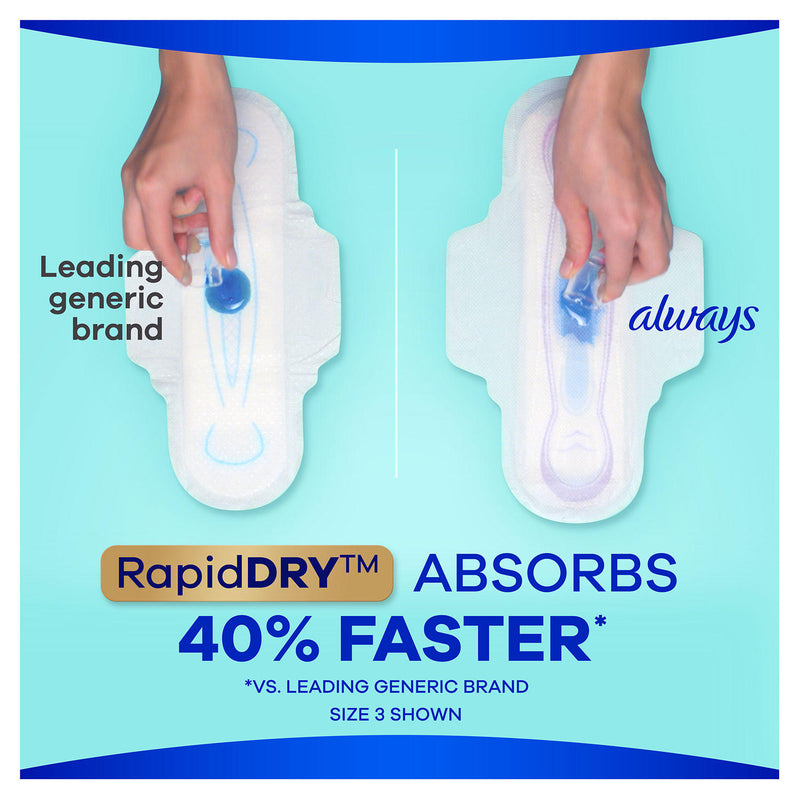 Always Ultra Thin Pads Size 2 Super Long Absorbency Unscented with Wings (92 ct.)