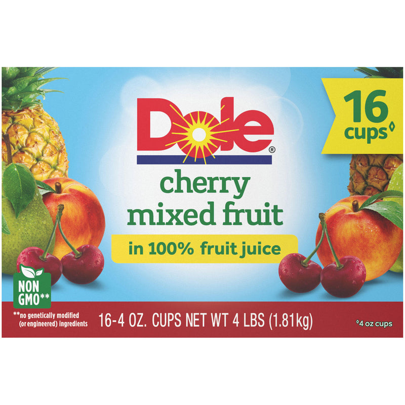 Dole Fruit Bowls Cherry Mixed Fruit in 100% Fruit Juice (4 oz., 16 ct.)