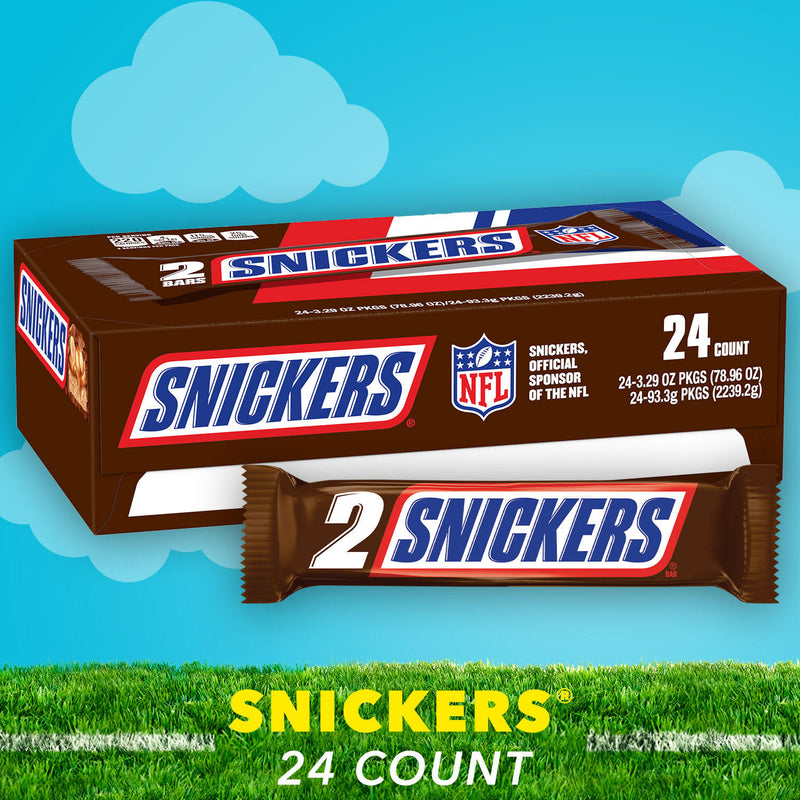 Snickers Chocolate Candy Bars Sharing Size Bulk Fundraiser Candy (3.29 oz., 24 ct.)