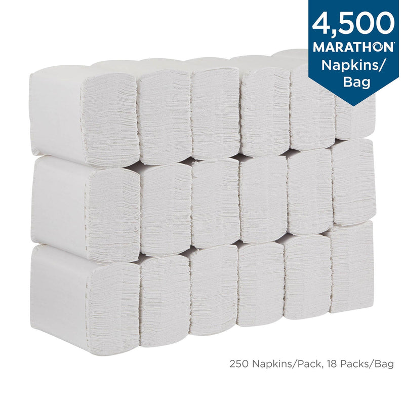 Marathon Tall Fold Dispenser Napkins, 1-Ply, 7" x 13 1/2", White (4500 ct.) Pack of 2