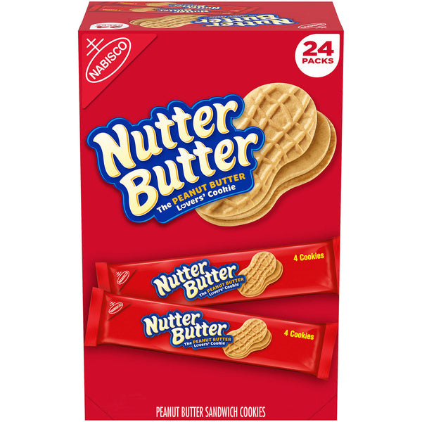 Nabisco nutter butter sandwich cookies, 2pk / 24pc individual bags