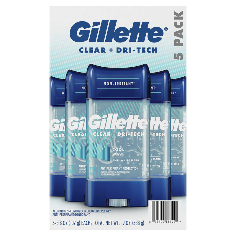 Gillette Cool Wave Clear Gel Men's Antiperspirant and Deodorant (3.8 oz., 5 pk.)