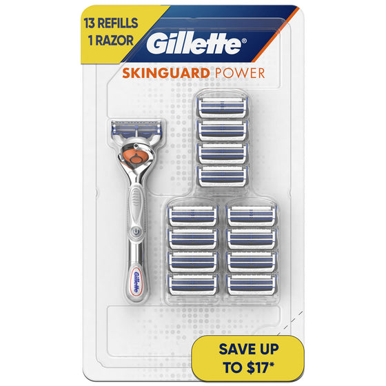 Gillette SkinGuard Power Men's Razor Handle + 13 Blade Refills