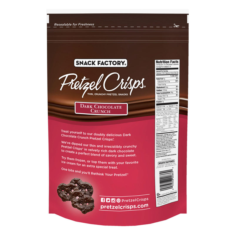 Snack Factory Pretzel Crisps, Dark Chocolate Crunch (18 oz.) pack of 2