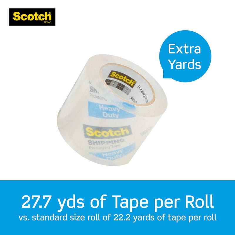 Scotch Heavy Duty Shipping Packaging Tape Dispensers, 1.88" x 27.7 yd, 6 Pack