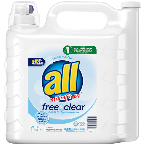 all Liquid Laundry Detergent Free Clear for Sensitive Skin (250 oz.,166 loads)