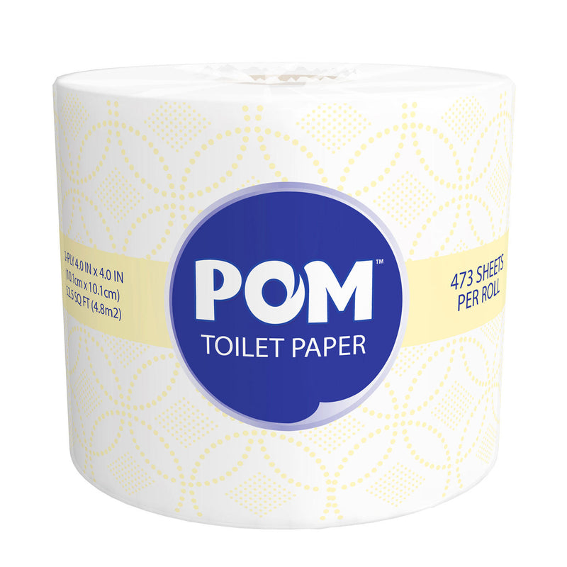 POM™ Embossed 2-Ply Toilet Paper, White, 45 Rolls, 473 Sheets/Roll